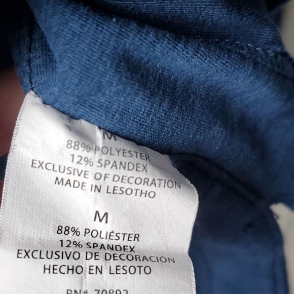 APANA YOGA QUARTER ZIP TOP VARIEGATED HEATHERED BLUE SIZE MEDIUM BACK VENT SLITS - Picture 5 of 9